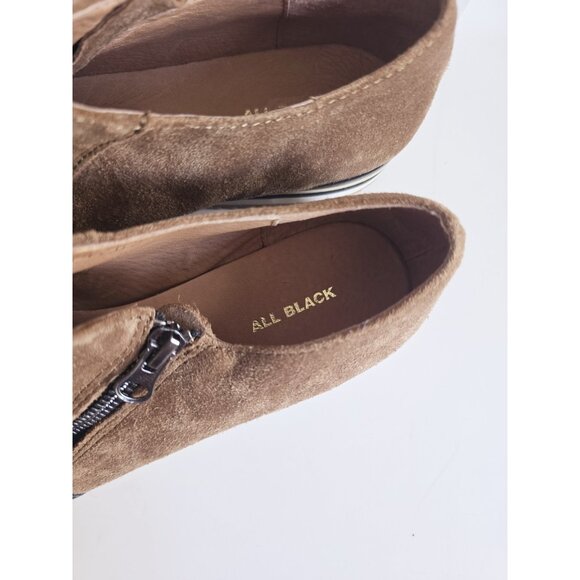 ALL BLACK Footwear Cap Toe Pony Hair Suede Leather Zip Lug Loafer Shoes 39 8.5 - Picture 8 of 14